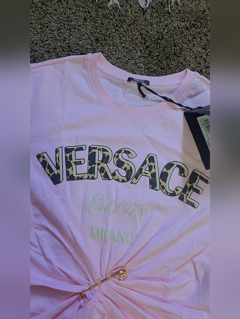 NWT VERSACE PINK CROP TEE - Picture 2 of 8